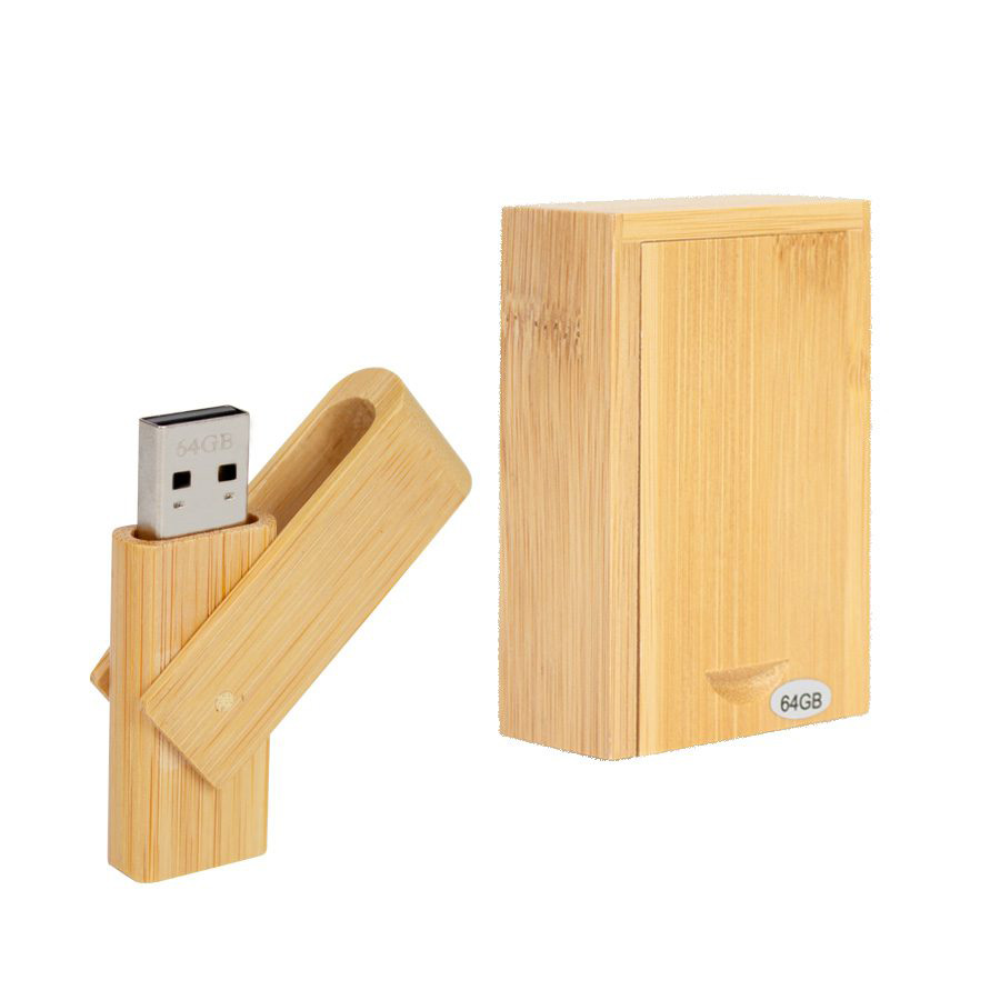 (TC-02) Pendrive Bambú 64 Gb Y Estuche